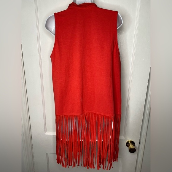 CHICOS ZENERGY NWT 1 Annato Orange Natasha Fringe Vest - Picture 4 of 7